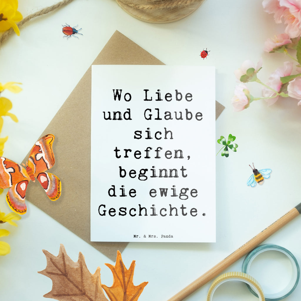 Grußkarte Wo Liebe und Glaube sich treffen, beginnt die ewige Geschichte. Grußkarte, Klappkarte, Einladungskarte, Glückwunschkarte, Hochzeitskarte, Geburtstagskarte, Karte, Ansichtskarten, Hochzeit, Hochzeitsgeschenk, Ehe, Hochzeitsfeier, Trauung, Trauungsgeschenk, Verlobungsfeier, Verlobungsgeschenk, Hochzeitsgeschenkideen, Hochzeitsgeschenke für Brautpaar