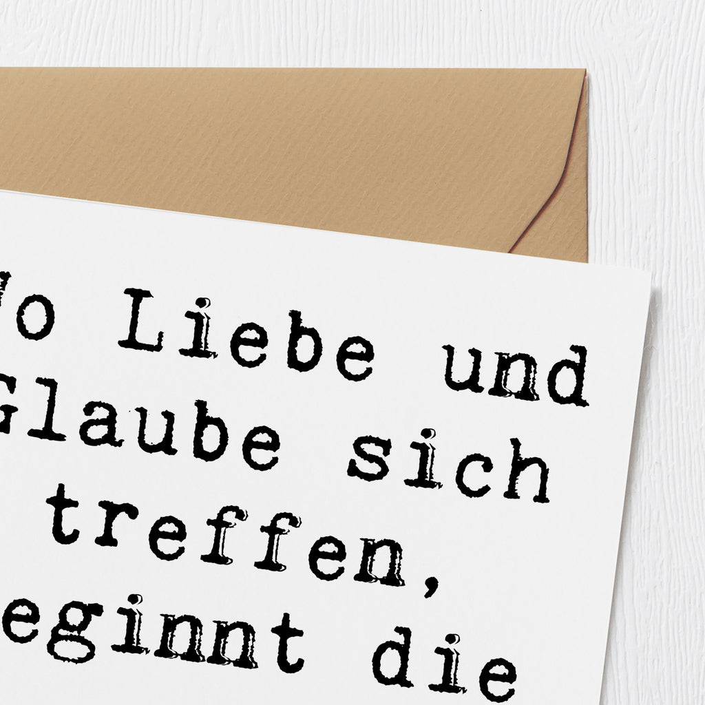 Deluxe Karte Wo Liebe und Glaube sich treffen, beginnt die ewige Geschichte. Karte, Grußkarte, Klappkarte, Einladungskarte, Glückwunschkarte, Hochzeitskarte, Geburtstagskarte, Hochwertige Grußkarte, Hochwertige Klappkarte, Hochzeit, Hochzeitsgeschenk, Ehe, Hochzeitsfeier, Trauung, Trauungsgeschenk, Verlobungsfeier, Verlobungsgeschenk, Hochzeitsgeschenkideen, Hochzeitsgeschenke für Brautpaar