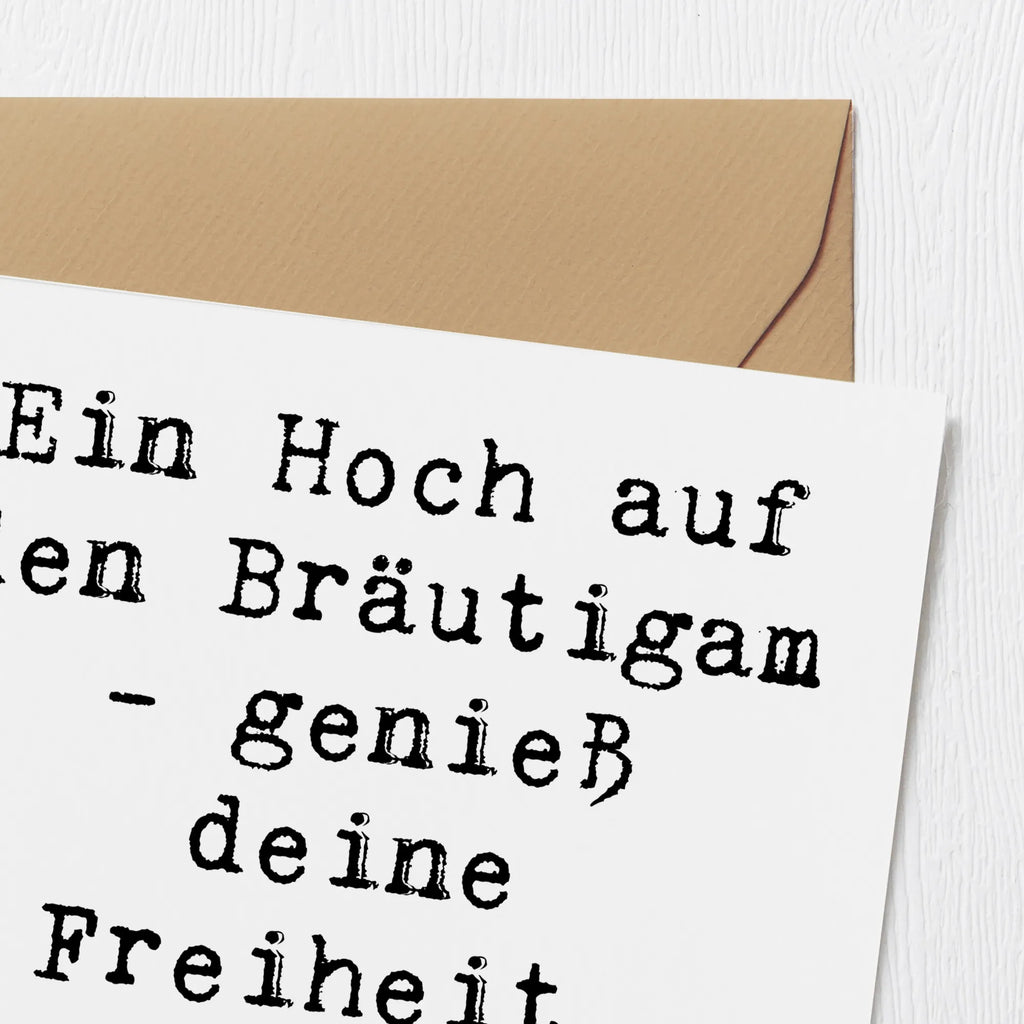 Deluxe Karte Ein Hoch auf den Bräutigam - genieß deine Freiheit, solange du noch kannst! Karte, Grußkarte, Klappkarte, Einladungskarte, Glückwunschkarte, Hochzeitskarte, Geburtstagskarte, Hochwertige Grußkarte, Hochwertige Klappkarte, Hochzeit, Hochzeitsgeschenk, Ehe, Hochzeitsfeier, Trauung, Trauungsgeschenk, Verlobungsfeier, Verlobungsgeschenk, Hochzeitsgeschenkideen, Hochzeitsgeschenke für Brautpaar