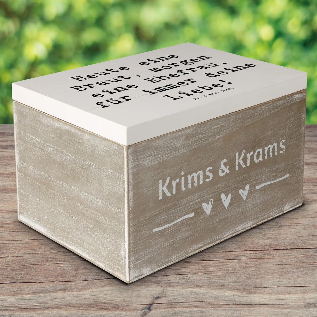 Holzkiste Heute eine Braut, morgen eine Ehefrau, für immer deine Liebe! Holzkiste, Kiste, Schatzkiste, Truhe, Schatulle, XXL, Erinnerungsbox, Erinnerungskiste, Dekokiste, Aufbewahrungsbox, Geschenkbox, Geschenkdose, Hochzeit, Hochzeitsgeschenk, Ehe, Hochzeitsfeier, Trauung, Trauungsgeschenk, Hochzeitskarte, Verlobungsfeier, Verlobungsgeschenk, Hochzeitsgeschenkideen, Hochzeitsgeschenke für Brautpaar