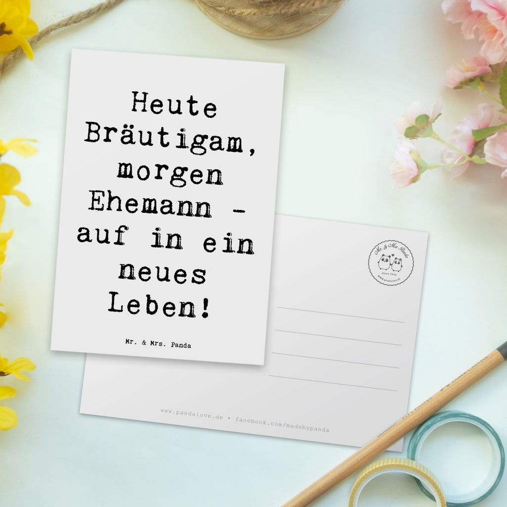 Postkarte Heute Bräutigam, morgen Ehemann - auf in ein neues Leben! Postkarte, Karte, Geschenkkarte, Grußkarte, Einladung, Ansichtskarte, Geburtstagskarte, Einladungskarte, Dankeskarte, Ansichtskarten, Einladung Geburtstag, Einladungskarten Geburtstag, Hochzeit, Hochzeitsgeschenk, Ehe, Hochzeitsfeier, Trauung, Trauungsgeschenk, Hochzeitskarte, Verlobungsfeier, Verlobungsgeschenk, Hochzeitsgeschenkideen, Hochzeitsgeschenke für Brautpaar