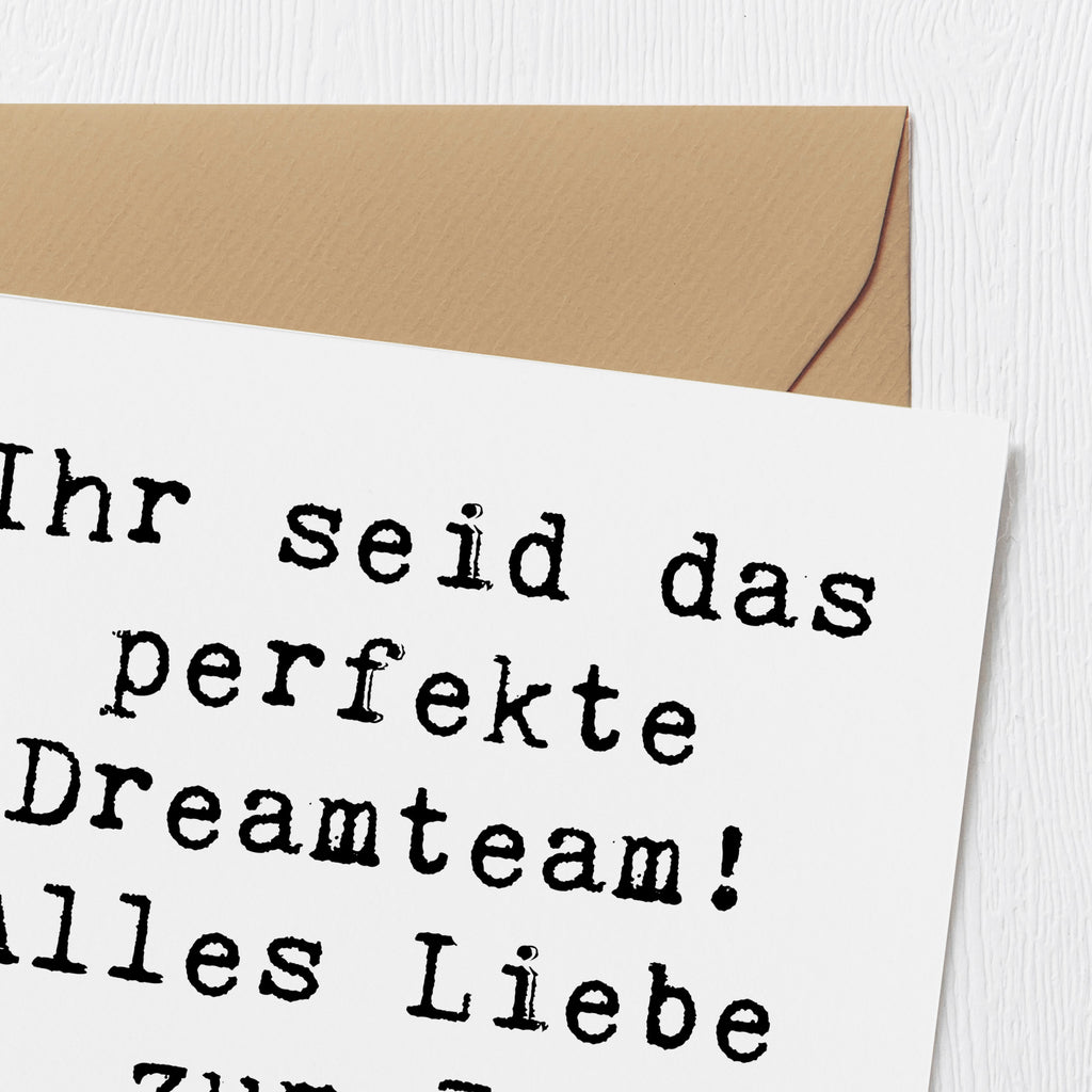 Deluxe Karte Spruch 3. Hochzeitstag Lederhochzeit Dreamteam Karte, Grußkarte, Klappkarte, Einladungskarte, Glückwunschkarte, Hochzeitskarte, Geburtstagskarte, Hochwertige Grußkarte, Hochwertige Klappkarte, Hochzeit, Hochzeitsgeschenk, Ehe, Hochzeitsfeier, Trauung, Trauungsgeschenk, Verlobungsfeier, Verlobungsgeschenk, Hochzeitsgeschenkideen, Hochzeitsgeschenke für Brautpaar