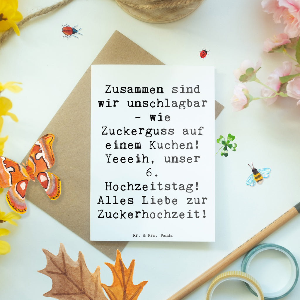 Grußkarte Zusammen sind wir unschlagbar - wie Zuckerguss auf einem Kuchen! Yeeeih, unser 6. Hochzeitstag! Alles Liebe zur Zuckerhochzeit! Grußkarte, Klappkarte, Einladungskarte, Glückwunschkarte, Hochzeitskarte, Geburtstagskarte, Karte, Ansichtskarten, Hochzeit, Hochzeitsgeschenk, Ehe, Hochzeitsfeier, Trauung, Trauungsgeschenk, Verlobungsfeier, Verlobungsgeschenk, Hochzeitsgeschenkideen, Hochzeitsgeschenke für Brautpaar