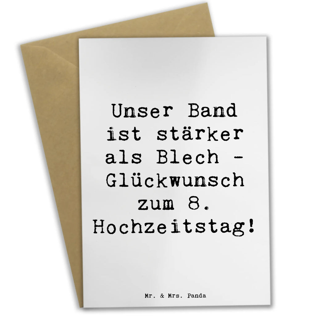 Grußkarte Unser Band ist stärker als Blech - Glückwunsch zum 8. Hochzeitstag! Grußkarte, Klappkarte, Einladungskarte, Glückwunschkarte, Hochzeitskarte, Geburtstagskarte, Karte, Ansichtskarten, Hochzeit, Hochzeitsgeschenk, Ehe, Hochzeitsfeier, Trauung, Trauungsgeschenk, Verlobungsfeier, Verlobungsgeschenk, Hochzeitsgeschenkideen, Hochzeitsgeschenke für Brautpaar