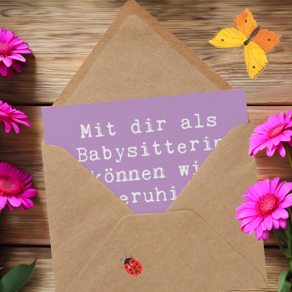 Deluxe Karte Mit dir als Babysitterin können wir beruhigt außer Haus gehen - danke für alles! Karte, Grußkarte, Klappkarte, Einladungskarte, Glückwunschkarte, Hochzeitskarte, Geburtstagskarte, Hochwertige Grußkarte, Hochwertige Klappkarte