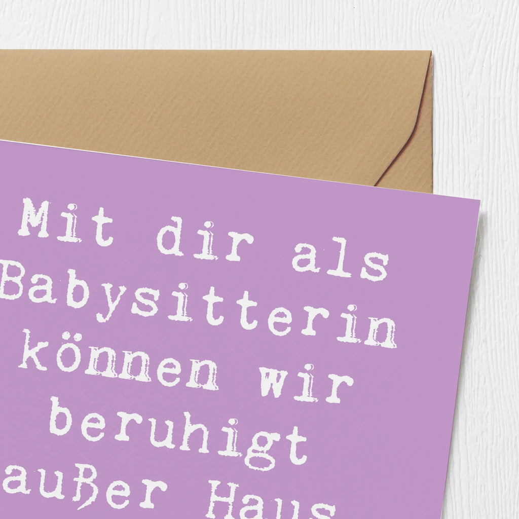 Deluxe Karte Mit dir als Babysitterin können wir beruhigt außer Haus gehen - danke für alles! Karte, Grußkarte, Klappkarte, Einladungskarte, Glückwunschkarte, Hochzeitskarte, Geburtstagskarte, Hochwertige Grußkarte, Hochwertige Klappkarte