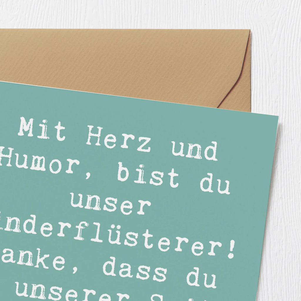 Deluxe Karte Mit Herz und Humor, bist du unser Kinderflüsterer! Danke, dass du an unserer Seite bist, wenn wir dich brauchen. Karte, Grußkarte, Klappkarte, Einladungskarte, Glückwunschkarte, Hochzeitskarte, Geburtstagskarte, Hochwertige Grußkarte, Hochwertige Klappkarte