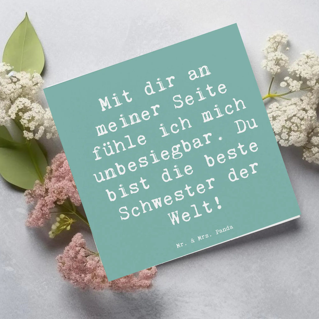 Deluxe Karte Spruch Beste Schwester Karte, Grußkarte, Klappkarte, Einladungskarte, Glückwunschkarte, Hochzeitskarte, Geburtstagskarte, Hochwertige Grußkarte, Hochwertige Klappkarte