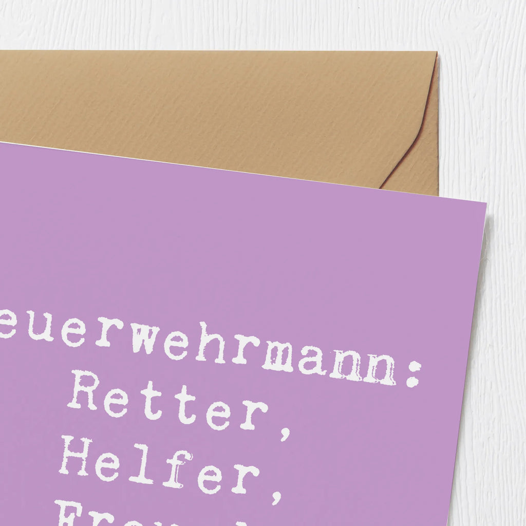 Deluxe Karte Feuerwehrmann: Retter, Helfer, Freund. Karte, Grußkarte, Klappkarte, Einladungskarte, Glückwunschkarte, Hochzeitskarte, Geburtstagskarte, Hochwertige Grußkarte, Hochwertige Klappkarte