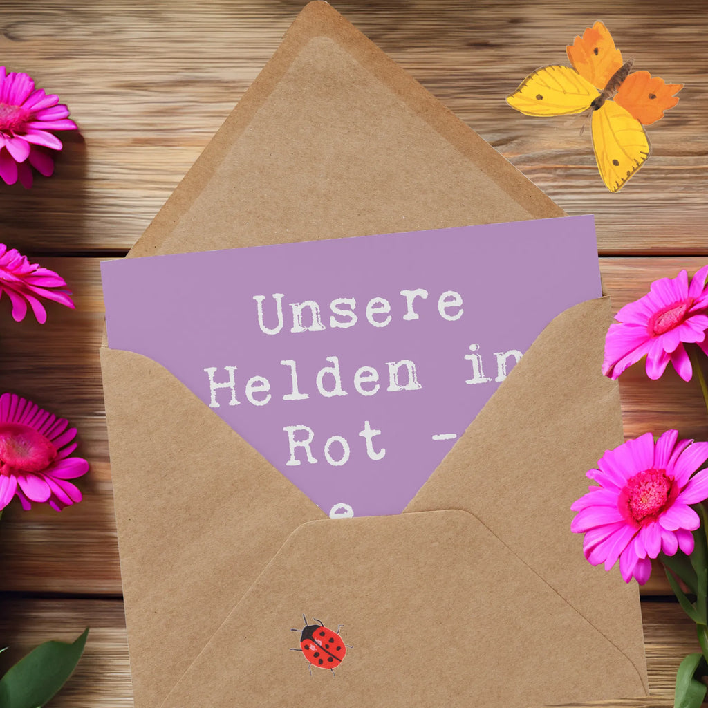 Deluxe Karte Unsere Helden in Rot - Danke, dass ihr da seid! Karte, Grußkarte, Klappkarte, Einladungskarte, Glückwunschkarte, Hochzeitskarte, Geburtstagskarte, Hochwertige Grußkarte, Hochwertige Klappkarte