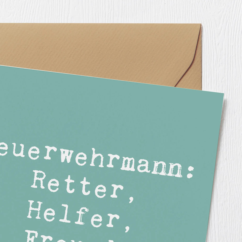 Deluxe Karte Feuerwehrmann: Retter, Helfer, Freund. Karte, Grußkarte, Klappkarte, Einladungskarte, Glückwunschkarte, Hochzeitskarte, Geburtstagskarte, Hochwertige Grußkarte, Hochwertige Klappkarte