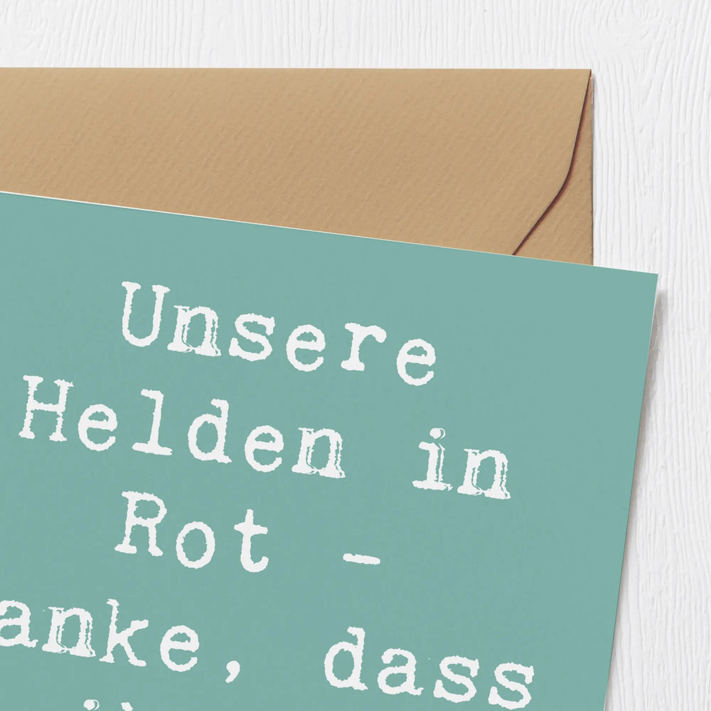 Deluxe Karte Unsere Helden in Rot - Danke, dass ihr da seid! Karte, Grußkarte, Klappkarte, Einladungskarte, Glückwunschkarte, Hochzeitskarte, Geburtstagskarte, Hochwertige Grußkarte, Hochwertige Klappkarte