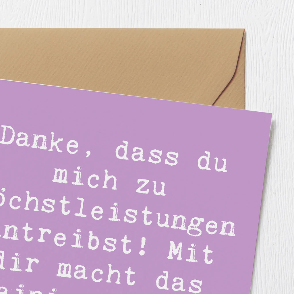 Deluxe Karte Danke, dass du mich zu Höchstleistungen antreibst! Mit dir macht das Training richtig Spaß! Karte, Grußkarte, Klappkarte, Einladungskarte, Glückwunschkarte, Hochzeitskarte, Geburtstagskarte, Hochwertige Grußkarte, Hochwertige Klappkarte