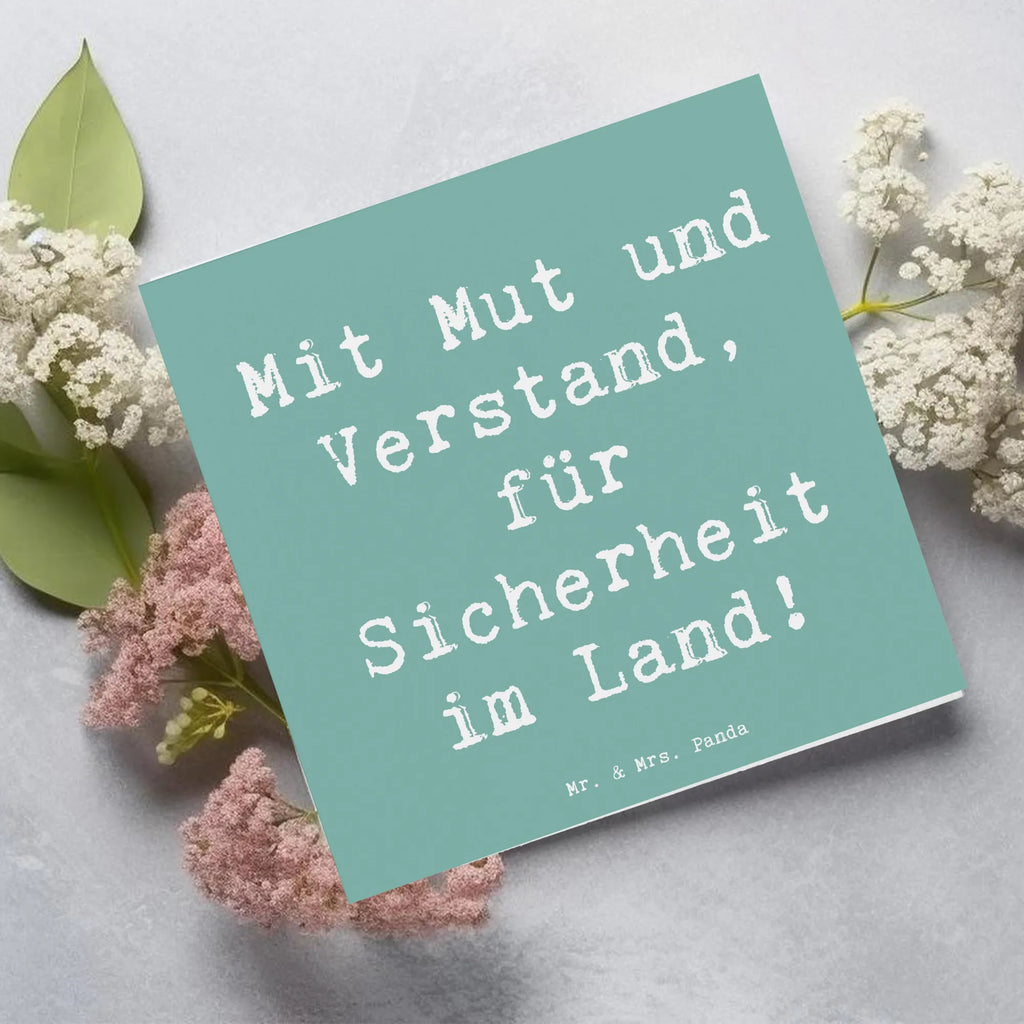 Deluxe Karte Spruch Polizist Mut Verstand Karte, Grußkarte, Klappkarte, Einladungskarte, Glückwunschkarte, Hochzeitskarte, Geburtstagskarte, Hochwertige Grußkarte, Hochwertige Klappkarte