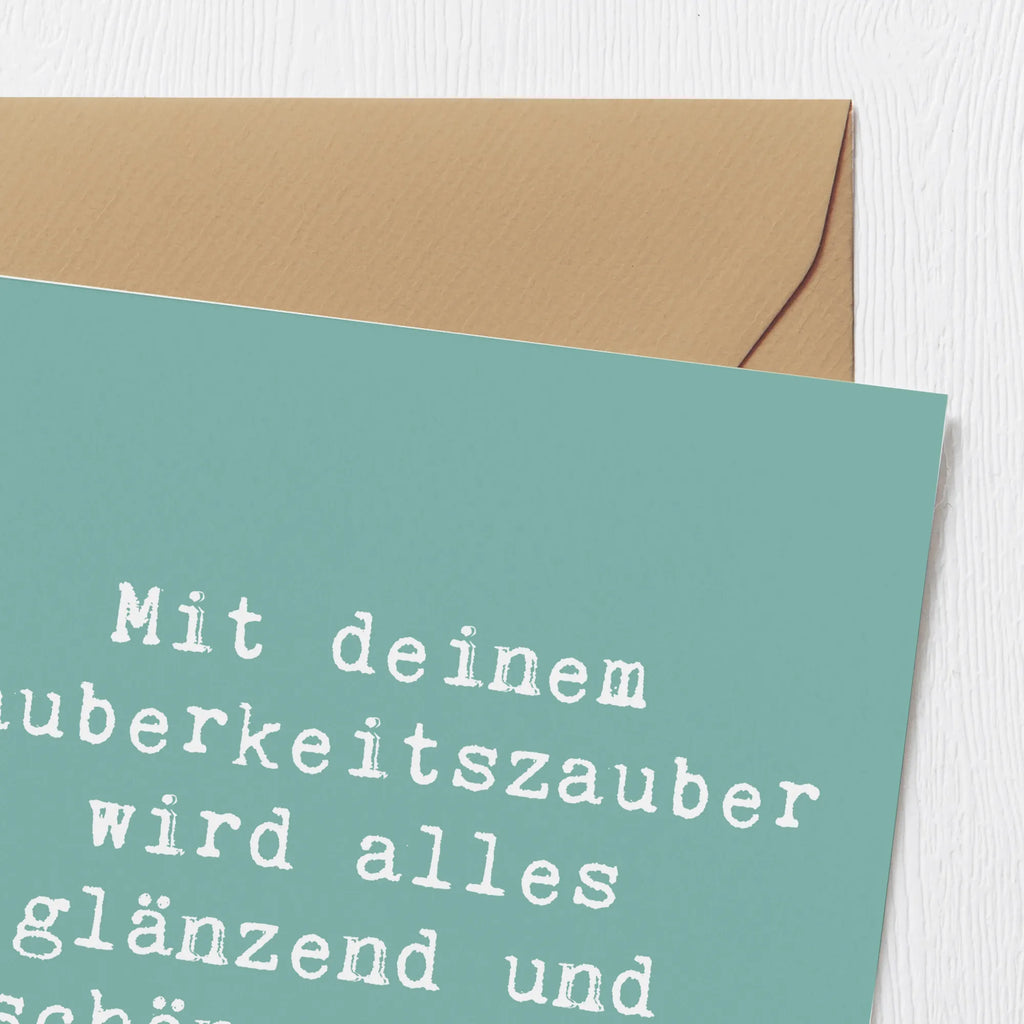 Deluxe Karte Mit deinem Sauberkeitszauber wird alles glänzend und schön. Danke! Karte, Grußkarte, Klappkarte, Einladungskarte, Glückwunschkarte, Hochzeitskarte, Geburtstagskarte, Hochwertige Grußkarte, Hochwertige Klappkarte