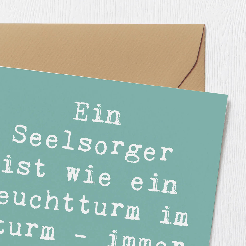 Deluxe Karte Ein Seelsorger ist wie ein Leuchtturm im Sturm - immer da, wenn man ihn braucht. Karte, Grußkarte, Klappkarte, Einladungskarte, Glückwunschkarte, Hochzeitskarte, Geburtstagskarte, Hochwertige Grußkarte, Hochwertige Klappkarte