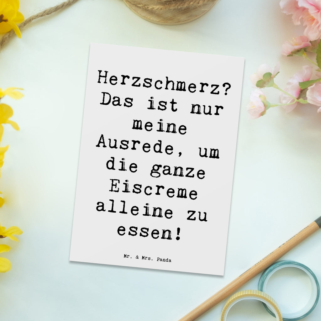 Postkarte Spruch Herzschmerz Eiscreme Postkarte, Karte, Geschenkkarte, Grußkarte, Einladung, Ansichtskarte, Geburtstagskarte, Einladungskarte, Dankeskarte, Ansichtskarten, Einladung Geburtstag, Einladungskarten Geburtstag