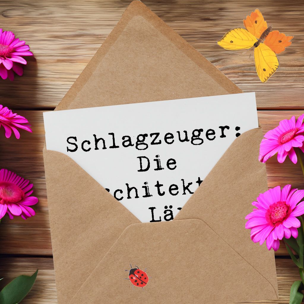 Deluxe Karte Spruch Schlagzeug Architekten Karte, Grußkarte, Klappkarte, Einladungskarte, Glückwunschkarte, Hochzeitskarte, Geburtstagskarte, Hochwertige Grußkarte, Hochwertige Klappkarte, Instrumente, Geschenke Musiker, Musikliebhaber