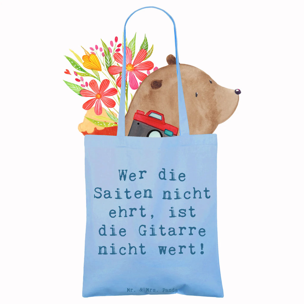 Tote bag Saying Wer die Saiten nicht ehrt, ist die Gitarre nicht wert! Beuteltasche, Beutel, Einkaufstasche, Jutebeutel, Stoffbeutel, Tasche, Shopper, Umhängetasche, Strandtasche, Schultertasche, Stofftasche, Tragetasche, Badetasche, Jutetasche, Einkaufstüte, Laptoptasche, Instrumente, Geschenke Musiker, Musikliebhaber