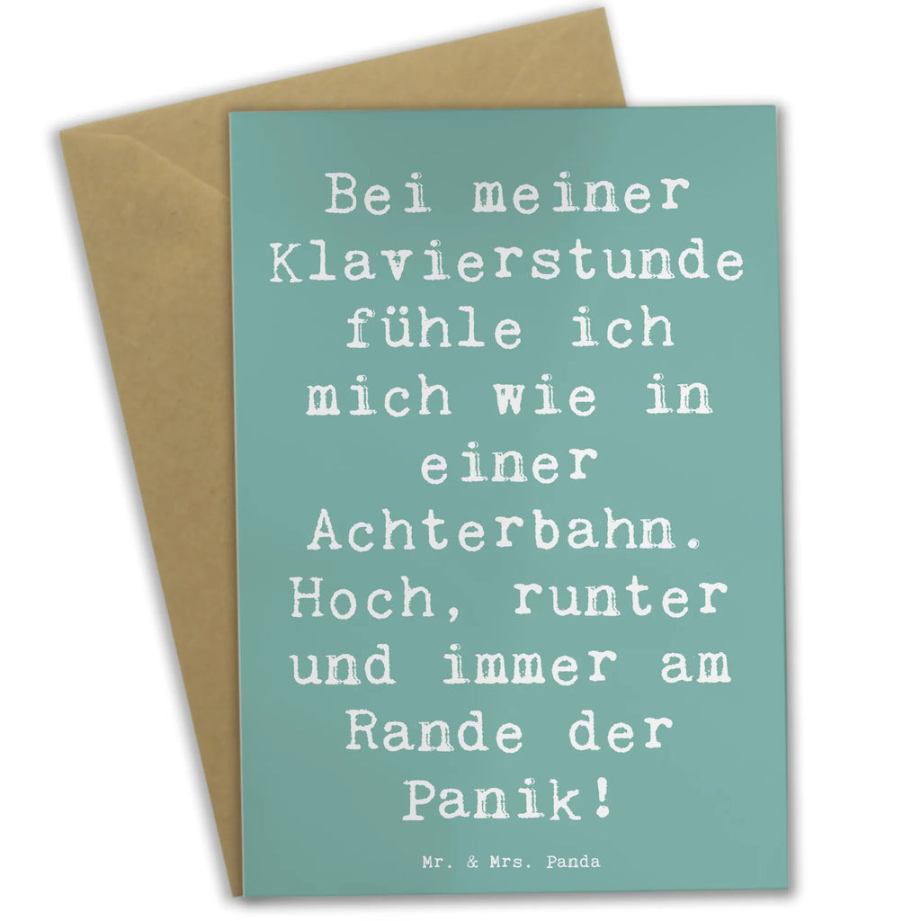 Greetings card Saying Bei meiner Klavierstunde fühle ich mich wie in einer Achterbahn. Hoch, runter und immer am Rande der Panik! Grußkarte, Klappkarte, Einladungskarte, Glückwunschkarte, Hochzeitskarte, Geburtstagskarte, Karte, Ansichtskarten, Instrumente, Geschenke Musiker, Musikliebhaber