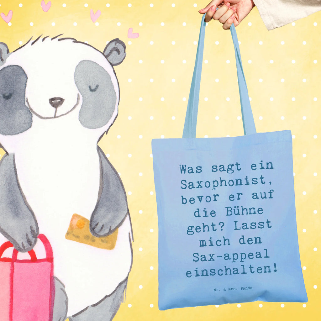 Tote bag Saying Was sagt ein Saxophonist, bevor er auf die Bühne geht? Lasst mich den Sax-appeal einschalten! Beuteltasche, Beutel, Einkaufstasche, Jutebeutel, Stoffbeutel, Tasche, Shopper, Umhängetasche, Strandtasche, Schultertasche, Stofftasche, Tragetasche, Badetasche, Jutetasche, Einkaufstüte, Laptoptasche, Instrumente, Geschenke Musiker, Musikliebhaber