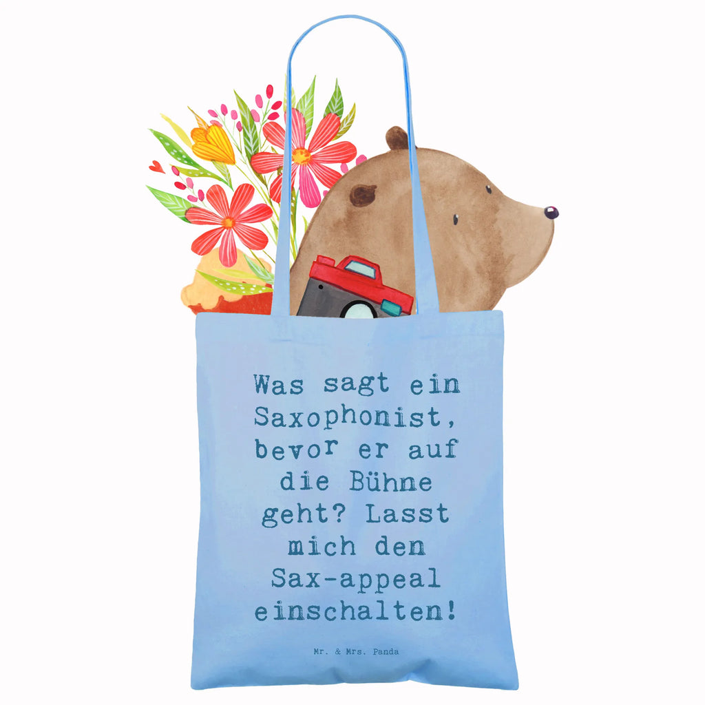 Tote bag Saying Was sagt ein Saxophonist, bevor er auf die Bühne geht? Lasst mich den Sax-appeal einschalten! Beuteltasche, Beutel, Einkaufstasche, Jutebeutel, Stoffbeutel, Tasche, Shopper, Umhängetasche, Strandtasche, Schultertasche, Stofftasche, Tragetasche, Badetasche, Jutetasche, Einkaufstüte, Laptoptasche, Instrumente, Geschenke Musiker, Musikliebhaber