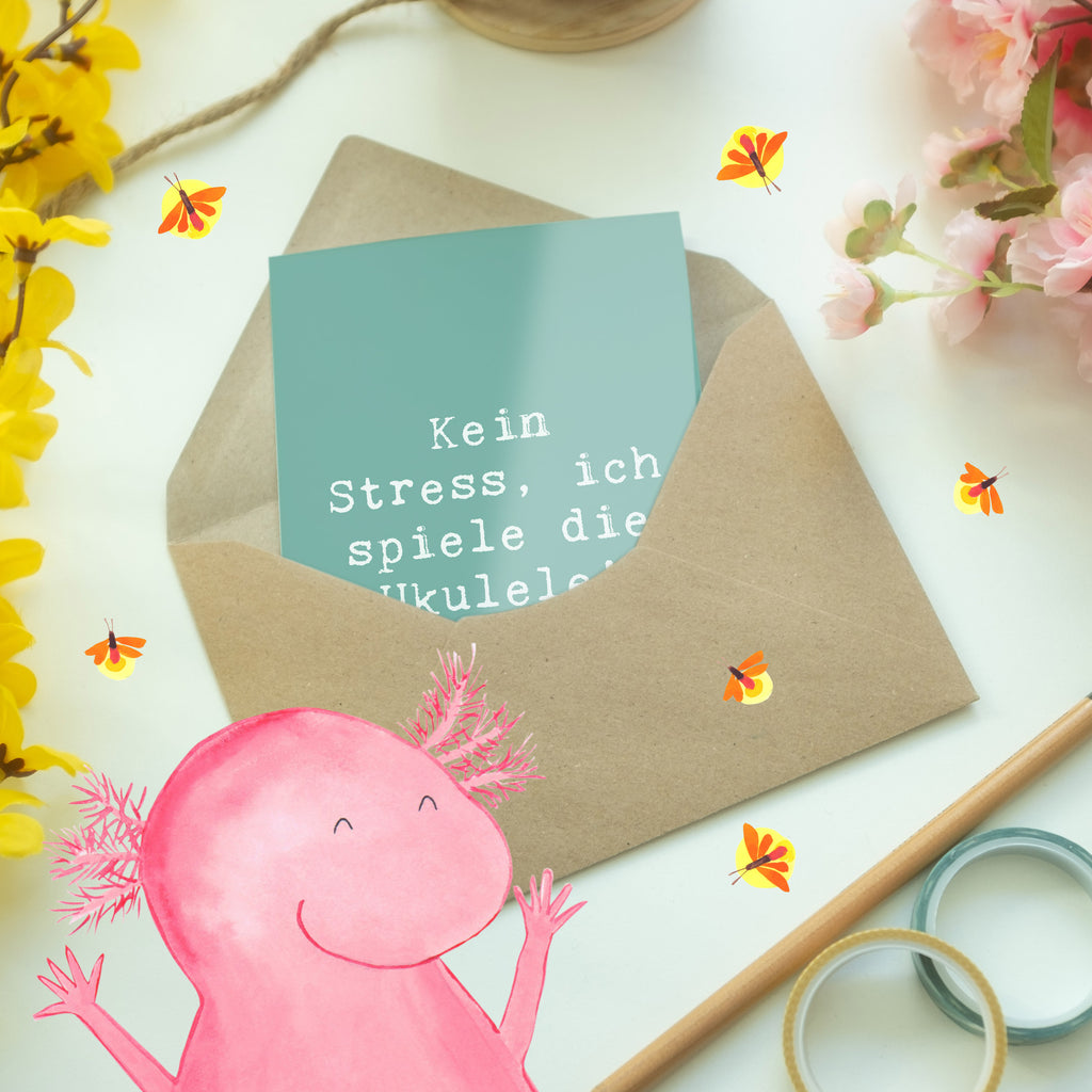 Grußkarte Spruch Ukulele Entspannung Grußkarte, Klappkarte, Einladungskarte, Glückwunschkarte, Hochzeitskarte, Geburtstagskarte, Karte, Ansichtskarten, Instrumente, Geschenke Musiker, Musikliebhaber