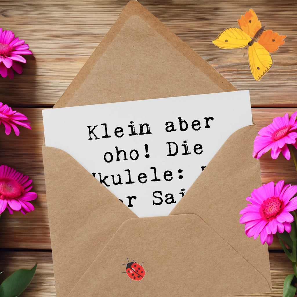 Deluxe Karte Spruch Ukulele Magie Karte, Grußkarte, Klappkarte, Einladungskarte, Glückwunschkarte, Hochzeitskarte, Geburtstagskarte, Hochwertige Grußkarte, Hochwertige Klappkarte, Instrumente, Geschenke Musiker, Musikliebhaber