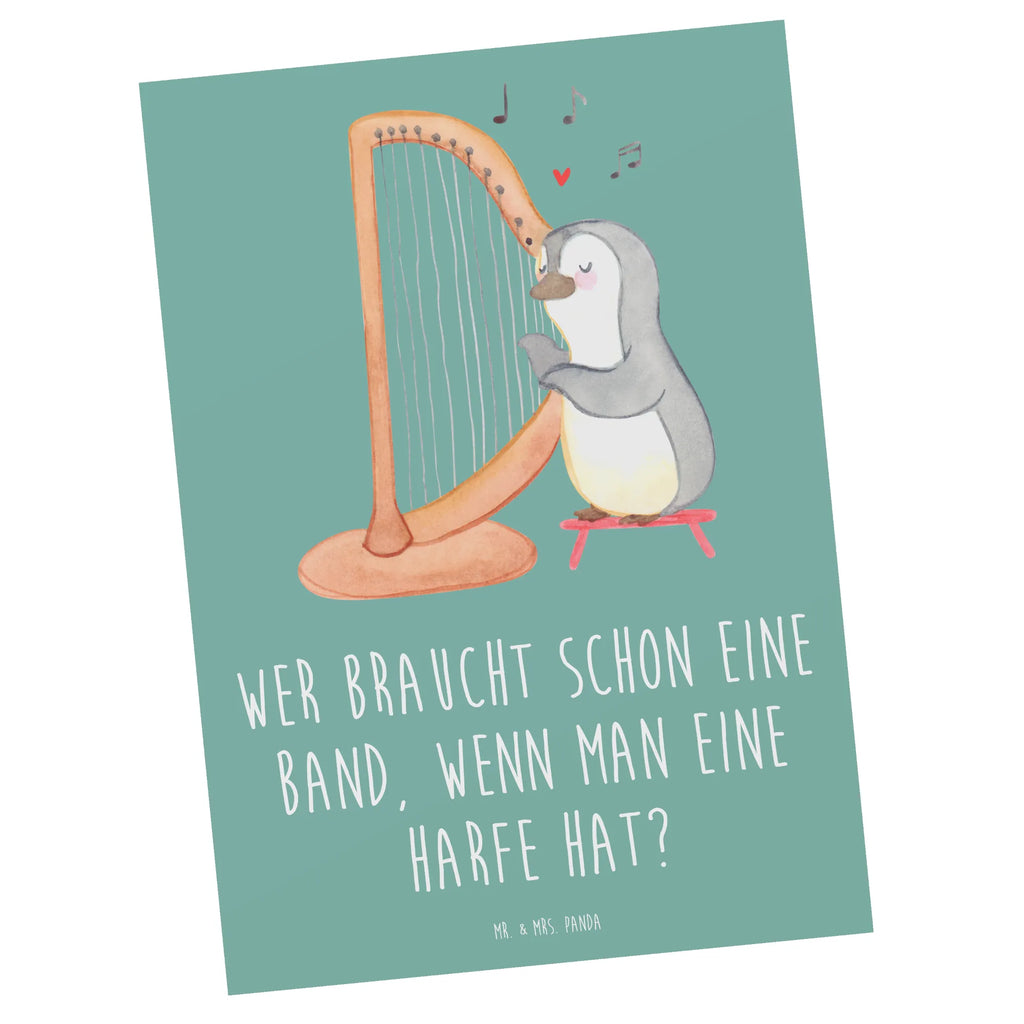 Postkarte Wer braucht schon eine Band, wenn man eine Harfe hat? Postkarte, Karte, Geschenkkarte, Grußkarte, Einladung, Ansichtskarte, Geburtstagskarte, Einladungskarte, Dankeskarte, Ansichtskarten, Einladung Geburtstag, Einladungskarten Geburtstag, Instrumente, Geschenke Musiker, Musikliebhaber