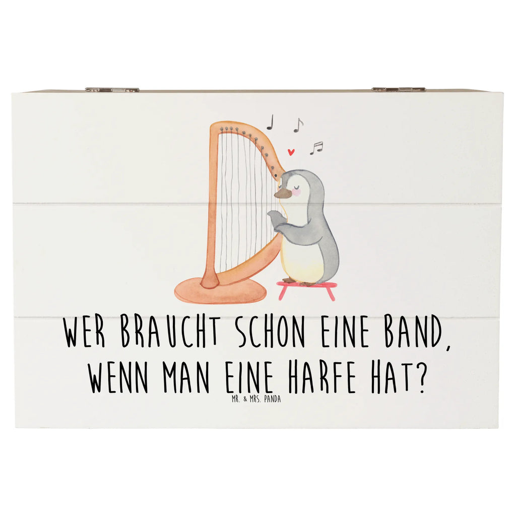 Holzkiste Wer braucht schon eine Band, wenn man eine Harfe hat? Holzkiste, Kiste, Schatzkiste, Truhe, Schatulle, XXL, Erinnerungsbox, Erinnerungskiste, Dekokiste, Aufbewahrungsbox, Geschenkbox, Geschenkdose, Instrumente, Geschenke Musiker, Musikliebhaber