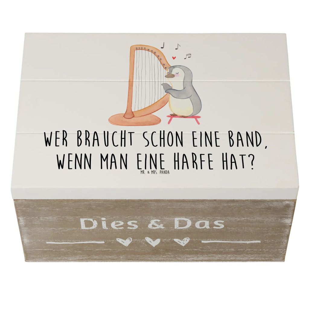 Holzkiste Wer braucht schon eine Band, wenn man eine Harfe hat? Holzkiste, Kiste, Schatzkiste, Truhe, Schatulle, XXL, Erinnerungsbox, Erinnerungskiste, Dekokiste, Aufbewahrungsbox, Geschenkbox, Geschenkdose, Instrumente, Geschenke Musiker, Musikliebhaber