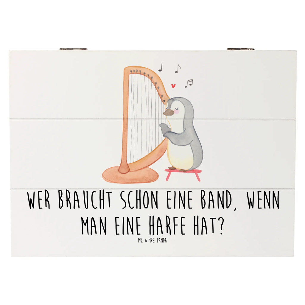 Holzkiste Wer braucht schon eine Band, wenn man eine Harfe hat? Holzkiste, Kiste, Schatzkiste, Truhe, Schatulle, XXL, Erinnerungsbox, Erinnerungskiste, Dekokiste, Aufbewahrungsbox, Geschenkbox, Geschenkdose, Instrumente, Geschenke Musiker, Musikliebhaber