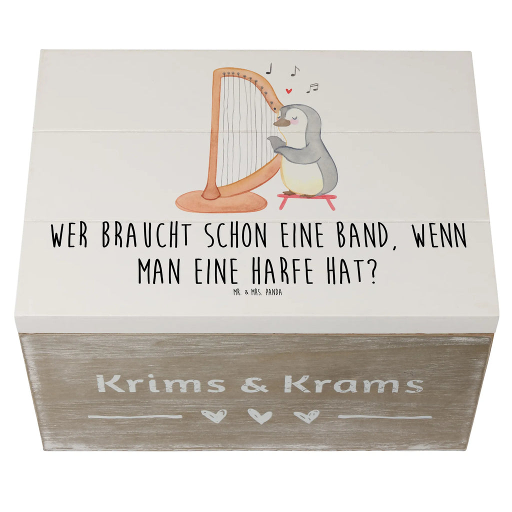 Holzkiste Wer braucht schon eine Band, wenn man eine Harfe hat? Holzkiste, Kiste, Schatzkiste, Truhe, Schatulle, XXL, Erinnerungsbox, Erinnerungskiste, Dekokiste, Aufbewahrungsbox, Geschenkbox, Geschenkdose, Instrumente, Geschenke Musiker, Musikliebhaber