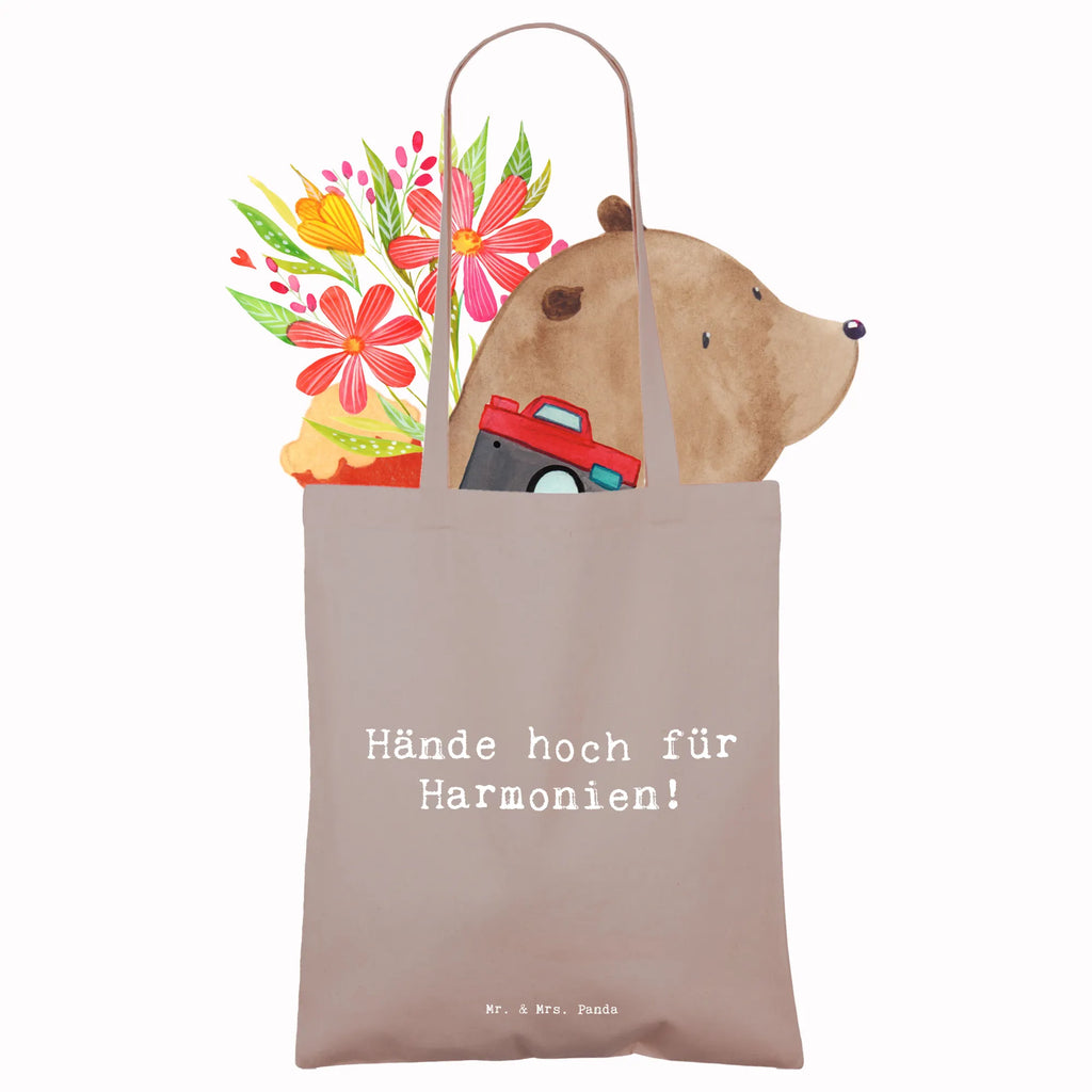 Tragetasche Hände hoch für Harmonien! Beuteltasche, Beutel, Einkaufstasche, Jutebeutel, Stoffbeutel, Tasche, Shopper, Umhängetasche, Strandtasche, Schultertasche, Stofftasche, Tragetasche, Badetasche, Jutetasche, Einkaufstüte, Laptoptasche, Instrumente, Geschenke Musiker, Musikliebhaber