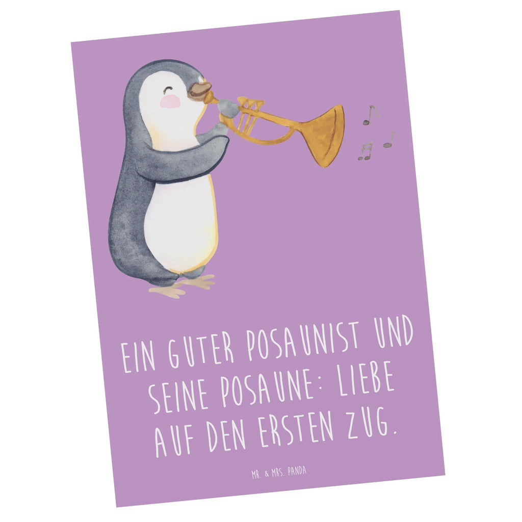 Postcard Ein guter Posaunist und seine Posaune: Liebe auf den ersten Zug. Postkarte, Karte, Geschenkkarte, Grußkarte, Einladung, Ansichtskarte, Geburtstagskarte, Einladungskarte, Dankeskarte, Ansichtskarten, Einladung Geburtstag, Einladungskarten Geburtstag, Instrumente, Geschenke Musiker, Musikliebhaber