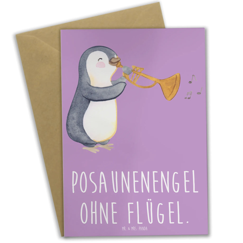 Grußkarte Engel Posaune Grußkarte, Klappkarte, Einladungskarte, Glückwunschkarte, Hochzeitskarte, Geburtstagskarte, Karte, Ansichtskarten, Instrumente, Geschenke Musiker, Musikliebhaber