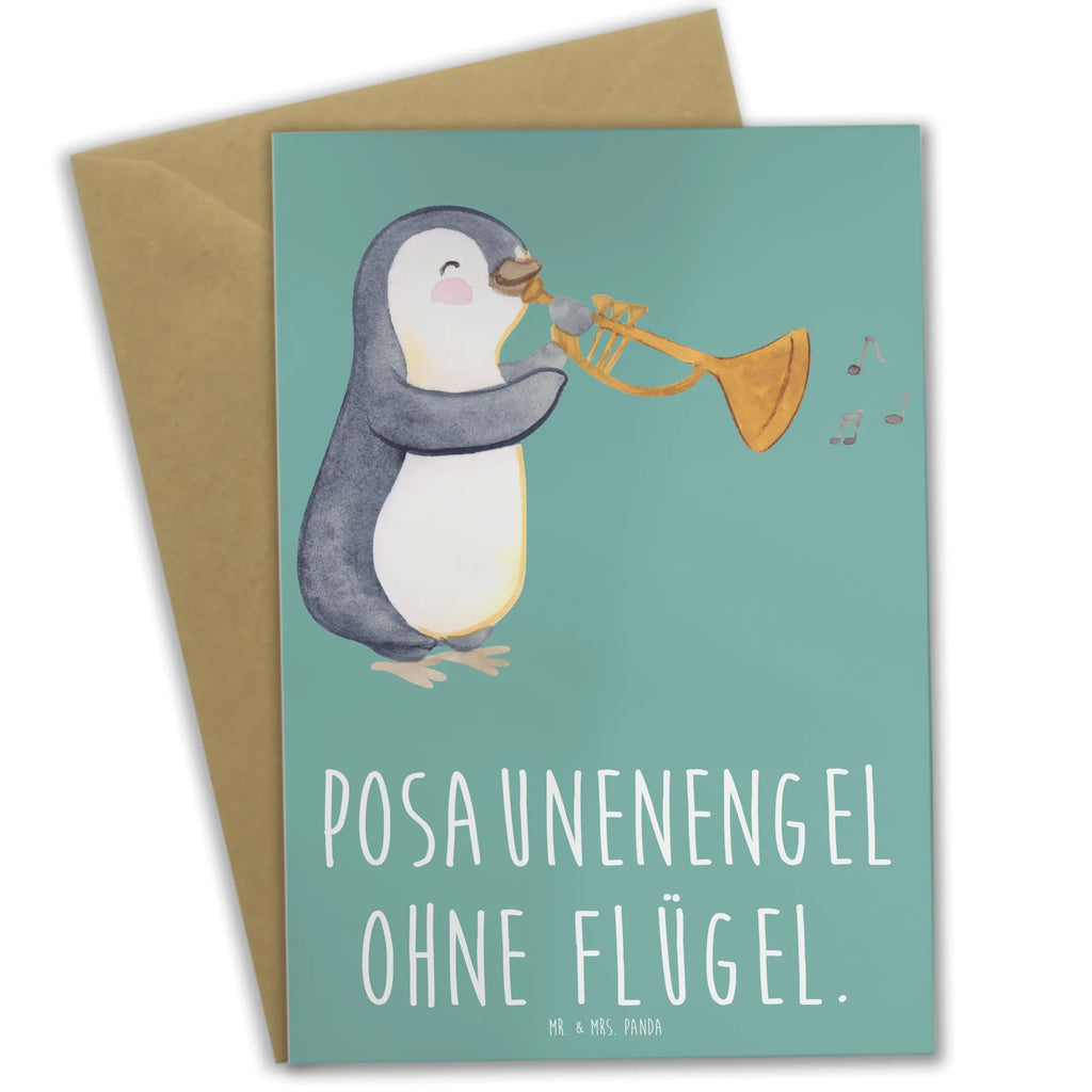 Grußkarte Engel Posaune Grußkarte, Klappkarte, Einladungskarte, Glückwunschkarte, Hochzeitskarte, Geburtstagskarte, Karte, Ansichtskarten, Instrumente, Geschenke Musiker, Musikliebhaber