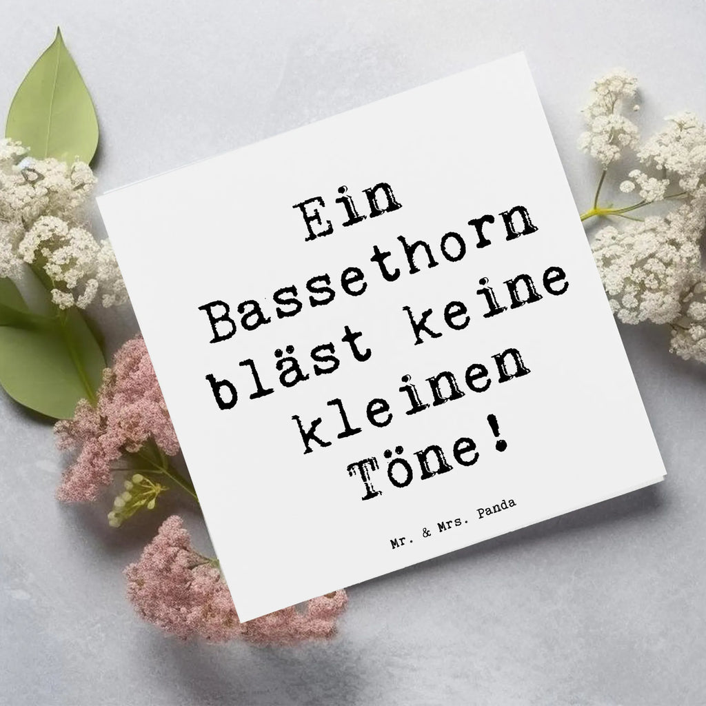 Deluxe Karte Spruch Ein Bassethorn bläst keine kleinen Töne! Karte, Grußkarte, Klappkarte, Einladungskarte, Glückwunschkarte, Hochzeitskarte, Geburtstagskarte, Hochwertige Grußkarte, Hochwertige Klappkarte, Instrumente, Geschenke Musiker, Musikliebhaber