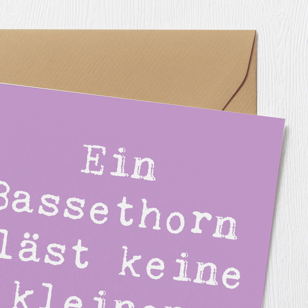 Deluxe Karte Spruch Ein Bassethorn bläst keine kleinen Töne! Karte, Grußkarte, Klappkarte, Einladungskarte, Glückwunschkarte, Hochzeitskarte, Geburtstagskarte, Hochwertige Grußkarte, Hochwertige Klappkarte, Instrumente, Geschenke Musiker, Musikliebhaber