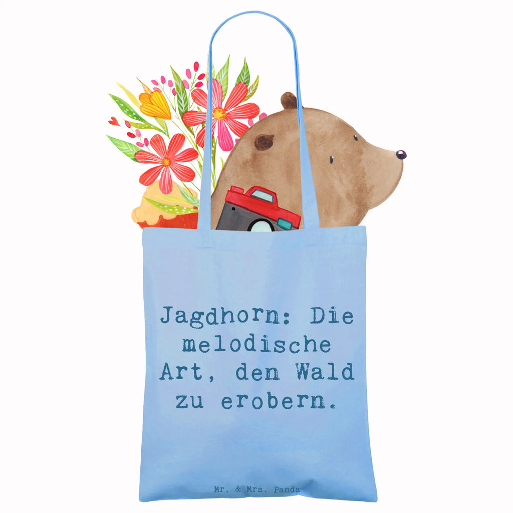 Tote bag Saying Jagdhorn: Die melodische Art, den Wald zu erobern. Beuteltasche, Beutel, Einkaufstasche, Jutebeutel, Stoffbeutel, Tasche, Shopper, Umhängetasche, Strandtasche, Schultertasche, Stofftasche, Tragetasche, Badetasche, Jutetasche, Einkaufstüte, Laptoptasche, Instrumente, Geschenke Musiker, Musikliebhaber
