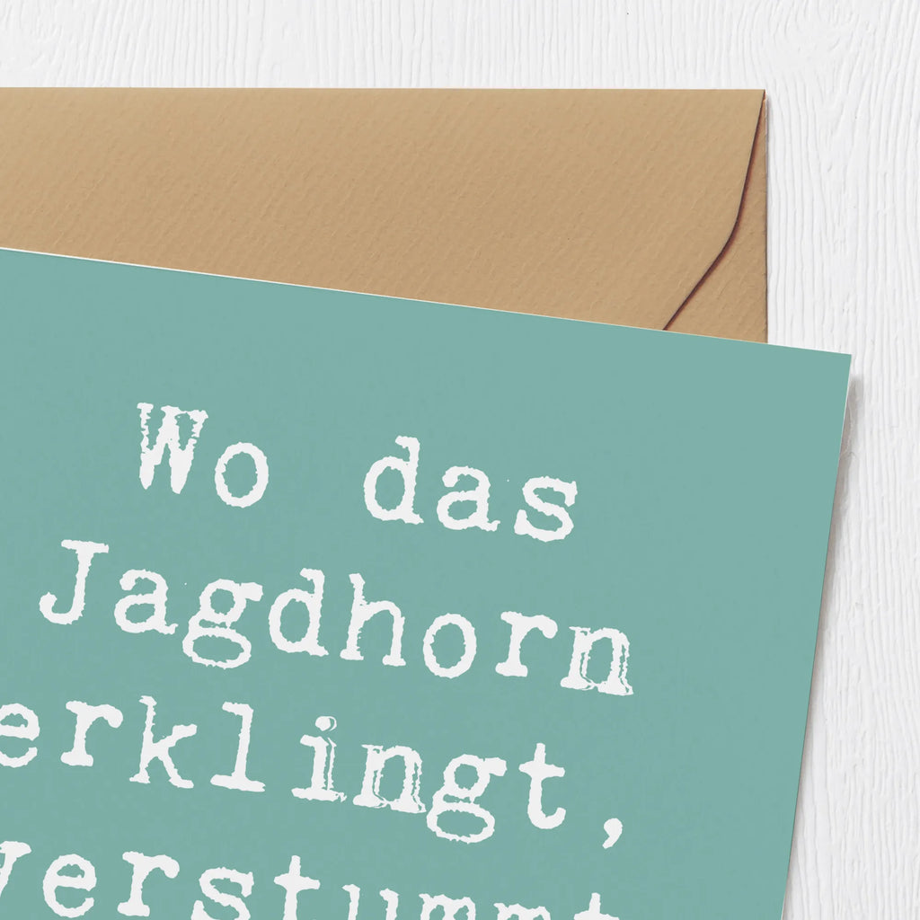 Deluxe Karte Spruch Jagdhorn Melodie Karte, Grußkarte, Klappkarte, Einladungskarte, Glückwunschkarte, Hochzeitskarte, Geburtstagskarte, Hochwertige Grußkarte, Hochwertige Klappkarte, Instrumente, Geschenke Musiker, Musikliebhaber