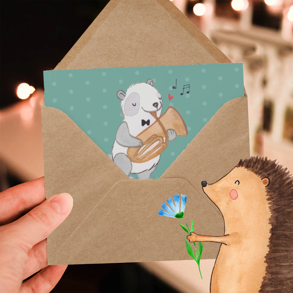 Deluxe Card Tenorhörnchen - klein aber oho! Karte, Grußkarte, Klappkarte, Einladungskarte, Glückwunschkarte, Hochzeitskarte, Geburtstagskarte, Hochwertige Grußkarte, Hochwertige Klappkarte, Instrumente, Geschenke Musiker, Musikliebhaber