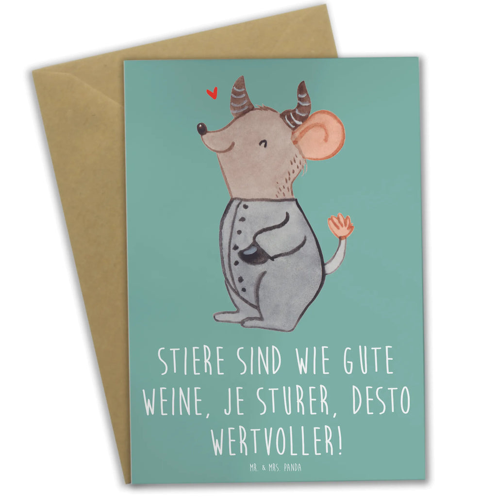 Grußkarte Sturer Stier Grußkarte, Klappkarte, Einladungskarte, Glückwunschkarte, Hochzeitskarte, Geburtstagskarte, Karte, Ansichtskarten, Tierkreiszeichen, Sternzeichen, Horoskop, Astrologie, Aszendent