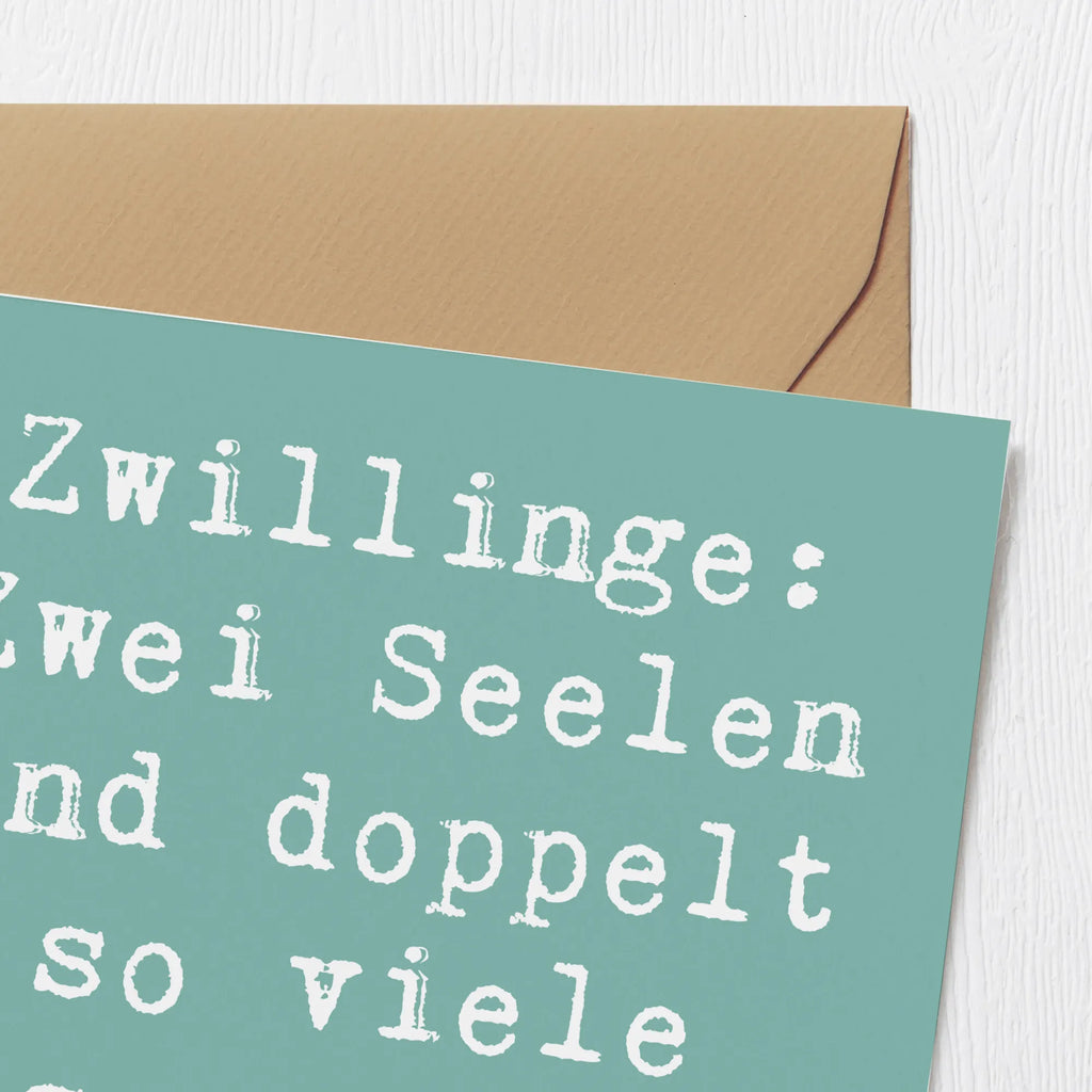 Deluxe Karte Spruch Zwillinge Abenteuer Karte, Grußkarte, Klappkarte, Einladungskarte, Glückwunschkarte, Hochzeitskarte, Geburtstagskarte, Hochwertige Grußkarte, Hochwertige Klappkarte, Tierkreiszeichen, Sternzeichen, Horoskop, Astrologie, Aszendent