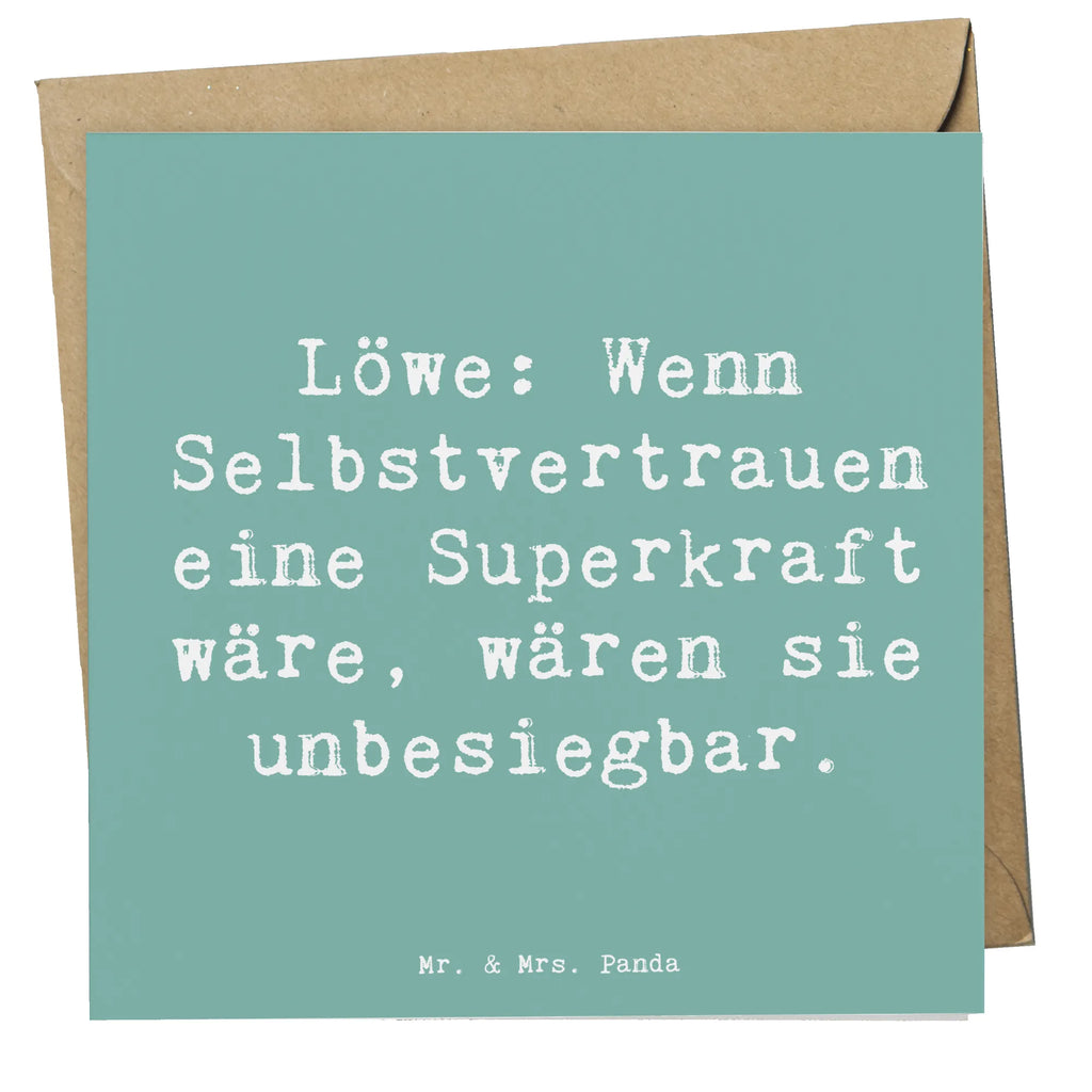 Deluxe Karte Spruch Löwe Superkraft Karte, Grußkarte, Klappkarte, Einladungskarte, Glückwunschkarte, Hochzeitskarte, Geburtstagskarte, Hochwertige Grußkarte, Hochwertige Klappkarte, Tierkreiszeichen, Sternzeichen, Horoskop, Astrologie, Aszendent