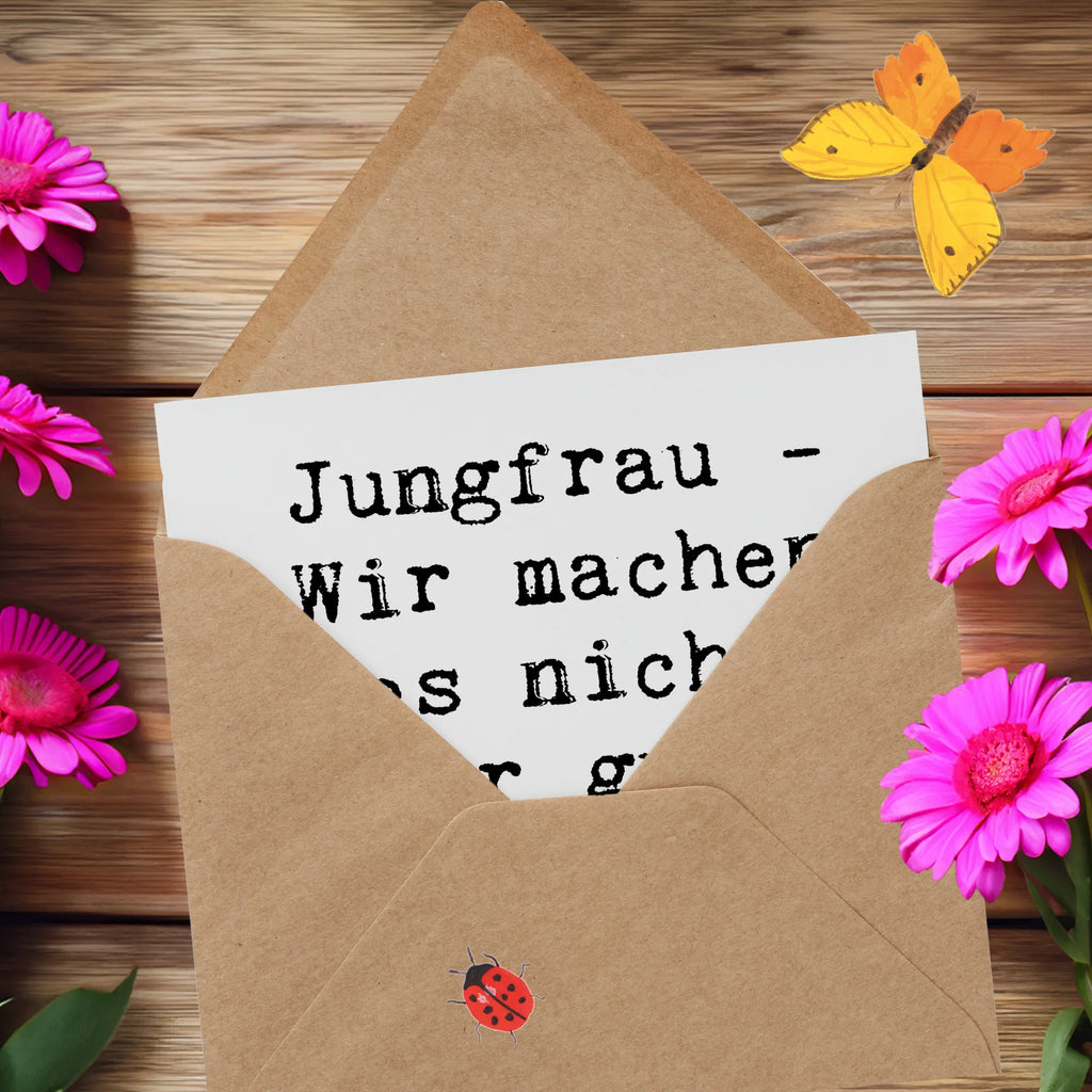 Deluxe Karte Spruch Jungfrau Perfektion Karte, Grußkarte, Klappkarte, Einladungskarte, Glückwunschkarte, Hochzeitskarte, Geburtstagskarte, Hochwertige Grußkarte, Hochwertige Klappkarte, Tierkreiszeichen, Sternzeichen, Horoskop, Astrologie, Aszendent