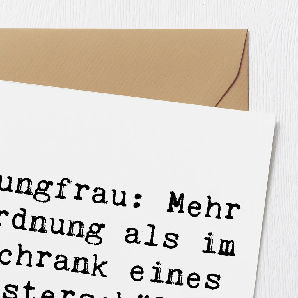 Deluxe Karte Spruch Jungfrau Ordnung Karte, Grußkarte, Klappkarte, Einladungskarte, Glückwunschkarte, Hochzeitskarte, Geburtstagskarte, Hochwertige Grußkarte, Hochwertige Klappkarte, Tierkreiszeichen, Sternzeichen, Horoskop, Astrologie, Aszendent