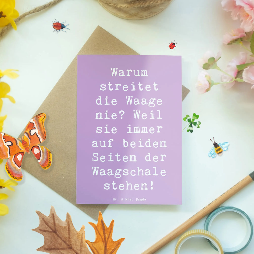 Grußkarte Spruch Waage Harmonie Grußkarte, Klappkarte, Einladungskarte, Glückwunschkarte, Hochzeitskarte, Geburtstagskarte, Karte, Ansichtskarten, Tierkreiszeichen, Sternzeichen, Horoskop, Astrologie, Aszendent