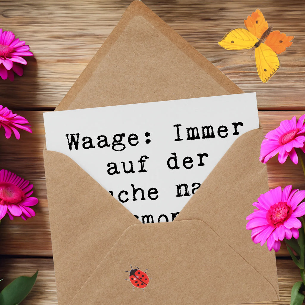 Deluxe Karte Spruch Waagen Harmonie Karte, Grußkarte, Klappkarte, Einladungskarte, Glückwunschkarte, Hochzeitskarte, Geburtstagskarte, Hochwertige Grußkarte, Hochwertige Klappkarte, Tierkreiszeichen, Sternzeichen, Horoskop, Astrologie, Aszendent