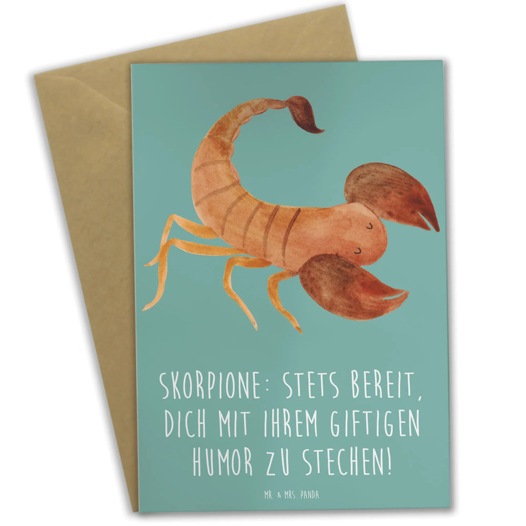 Grußkarte Skorpion Humor Grußkarte, Klappkarte, Einladungskarte, Glückwunschkarte, Hochzeitskarte, Geburtstagskarte, Karte, Ansichtskarten, Tierkreiszeichen, Sternzeichen, Horoskop, Astrologie, Aszendent